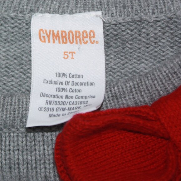 Gymboree Grey Knit Dress with Reindeer and Bow on Collar Size 5T - Picture 7 of 7